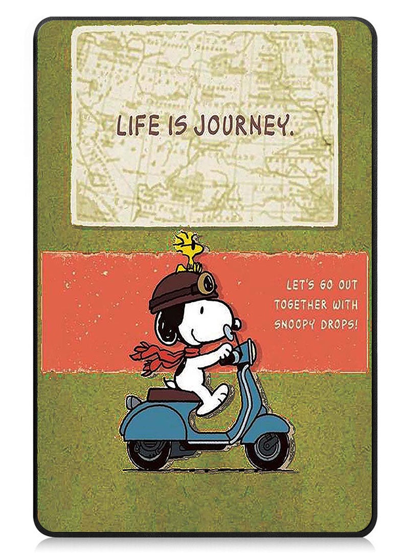 Theodor Protective Flip Case For Apple iPad mini 7th Generation (A17 Pro 2024 Model) (Mini 6 2021 Model  6th Generation) With Trifold Stand Auto Wake Sleep Shockproof Cover Snoopy riding scooter - Image 1