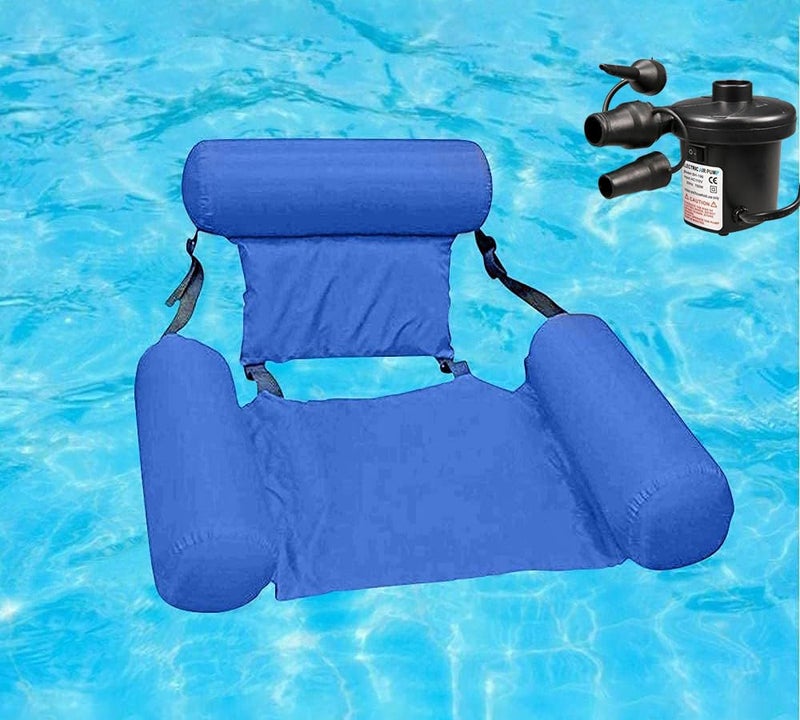 Lampostick Inflatable Swimming Floating Chair with Mini Electric Air Pump Ultimate Poolside Comfort and Convenience Set - Image 1