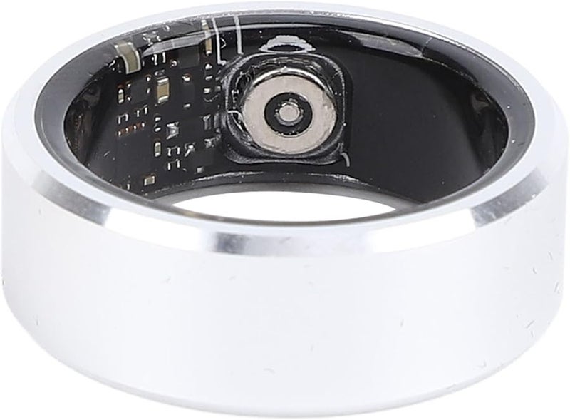 خاتم ذكي لتتبع الصحة IP68 بلوتوث 5.1 خاتم اللياقة البدنية مراقب درجة حرارة الجسم والخطوات والنوم فضي المقاس 9 - Image 1