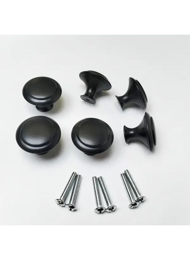 6 Pack Black Stainless Steel Round Single Hole Cabinet Knobs Modern Minimalist Drawer Cabinet Door Handles For Home Office Use - Image 1