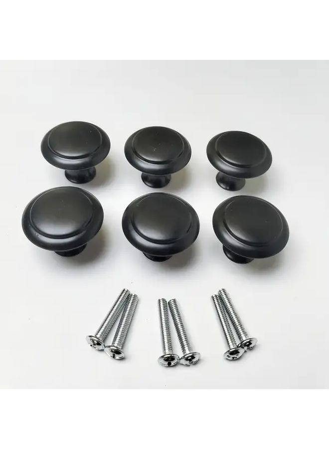 6 Pack Black Stainless Steel Round Single Hole Cabinet Knobs Modern Minimalist Drawer Cabinet Door Handles For Home Office Use - Image 4