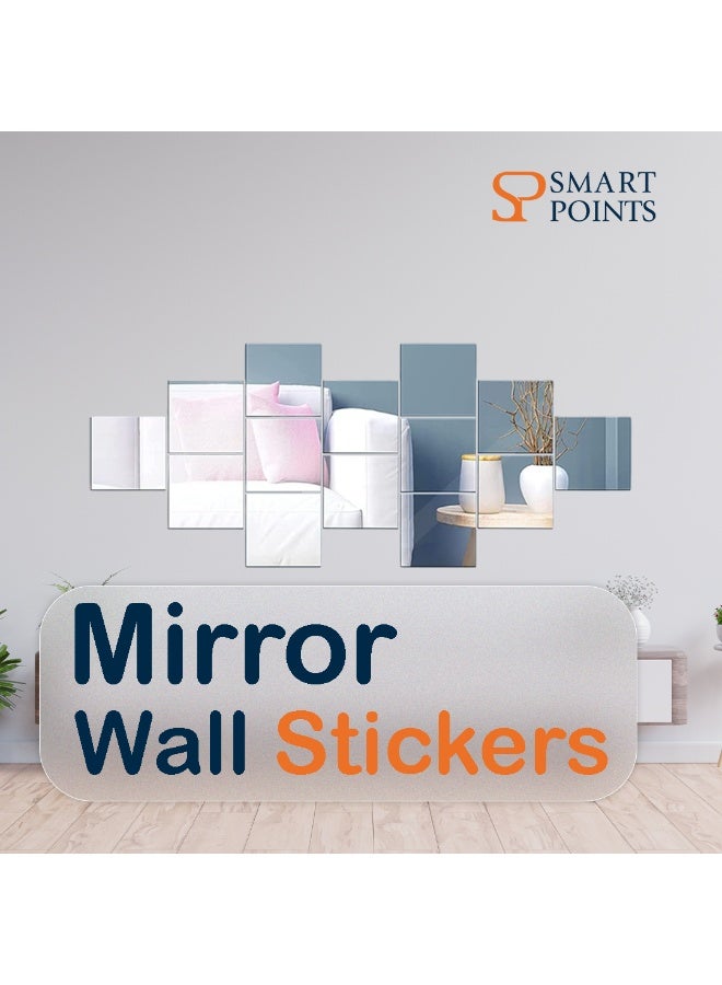 "سمارت بوينتس  " ستيكر مرايا أكريليك (16 قطعة) – استيكرات مرايا ديكورية للمجلس وغرف النوم والممرات – 15×15 سم - Image 2