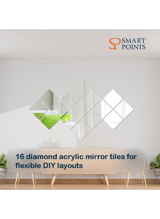 "سمارت بوينتس  " ستيكر مرايا أكريليك (16 قطعة) – استيكرات مرايا ديكورية للمجلس وغرف النوم والممرات – 15×15 سم - Image 3