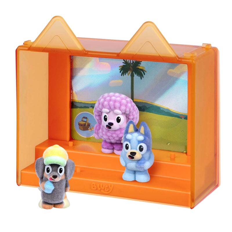 BLUEY Fuzzies Episode Pack: Shadowlands – 3 Specially Flocked Mini-Figures, 1 Exclusive, Display Case, Foil Trading Card & Collector’s Guide, 50 Mini-Figures to Collect - Image 3