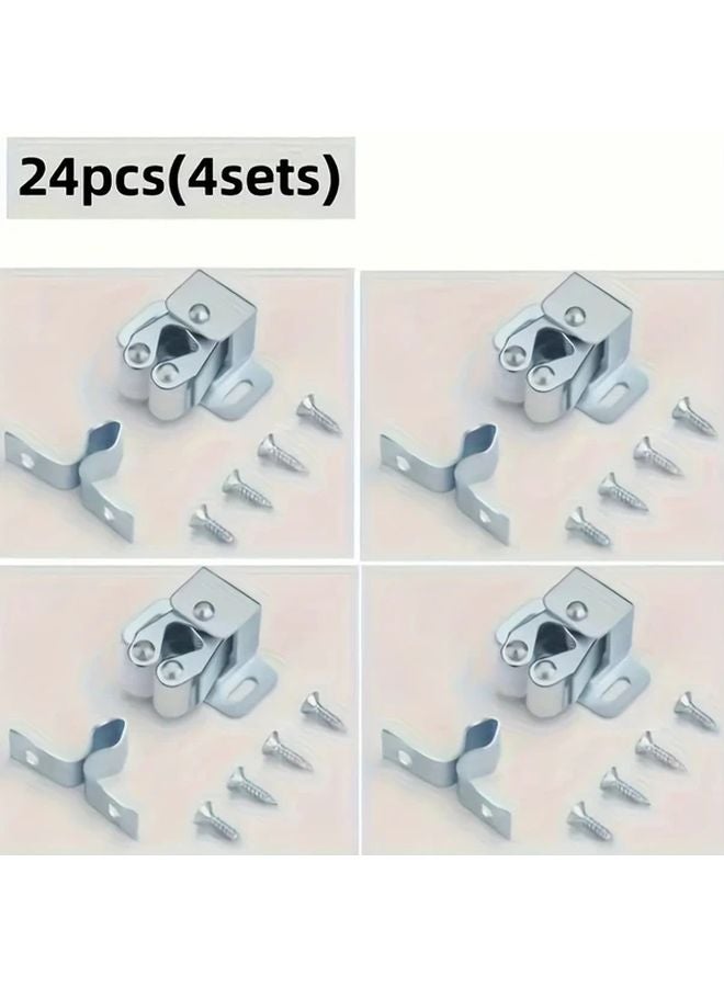 24Pcs Silvery Stainless Steel Roller Cabinet Touch Beads Buckle With Installation Screws - Image 1