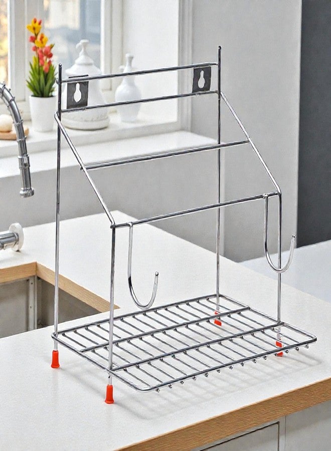 Standify® Tawa Holder_B Stainless Steel Rolling Pin & Tawa Holder Stand Heavy Duty Chapati Belan Stand with Tawa Organizer Rust-Free Kitchen Counter & Wall Mount Storage Rack. - Image 1