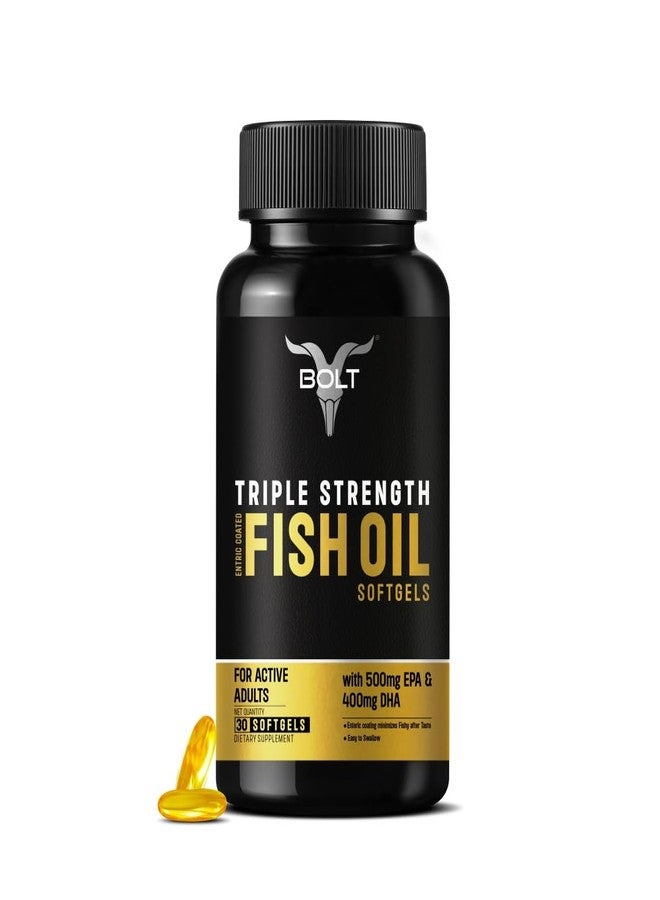 Bolt Triple Strength Omega-3 Fish Oil 1300mg Capsules (30 Softgel Capsules) 500mg EPA & 400mg DHA Fish oil - Image 1