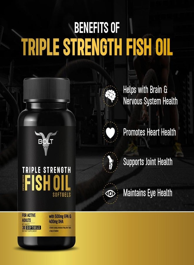 Bolt Triple Strength Omega-3 Fish Oil 1300mg Capsules (30 Softgel Capsules) 500mg EPA & 400mg DHA Fish oil - Image 3