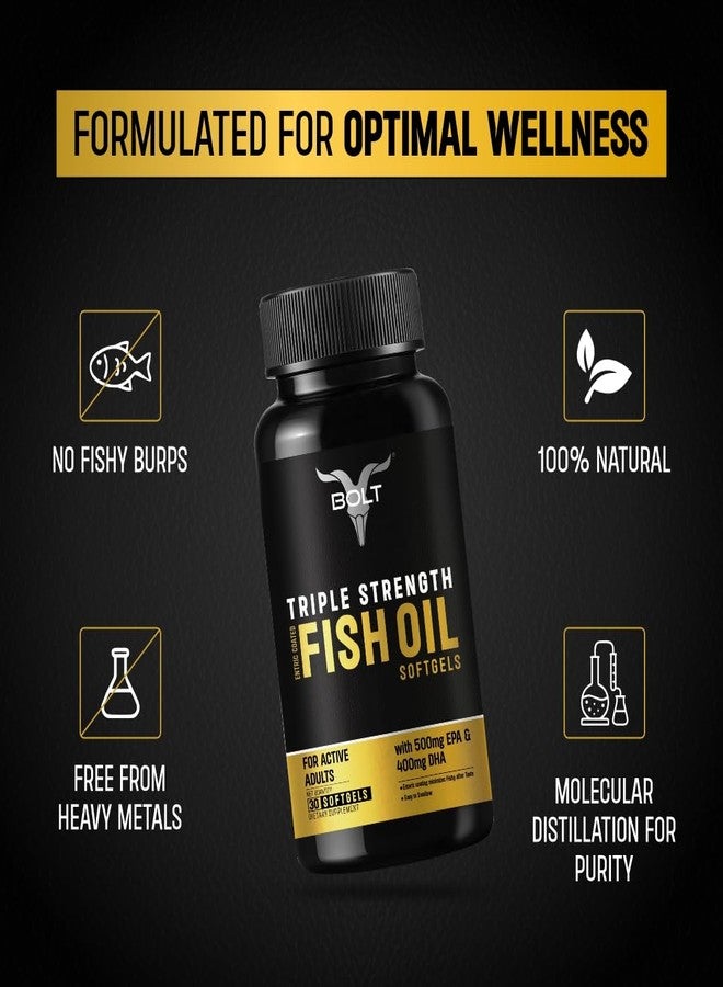 Bolt Triple Strength Omega-3 Fish Oil 1300mg Capsules (30 Softgel Capsules) 500mg EPA & 400mg DHA Fish oil - Image 4