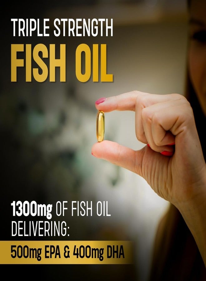 Bolt Triple Strength Omega-3 Fish Oil 1300mg Capsules (30 Softgel Capsules) 500mg EPA & 400mg DHA Fish oil - Image 2