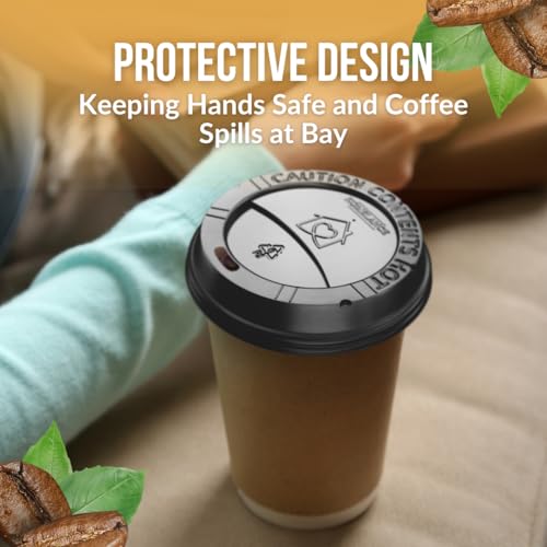 Homelance Pack Of 600, Black Disposable Coffee Cup Lids, Coffee Cup Lids 10 oz 12 oz 16 oz 20 oz, Leak-Proof Plastic Coffee Lids, Heat-Resistant & Strong Hot Cup Lids For Coffee Cups For Everyday Convenience - Image 3