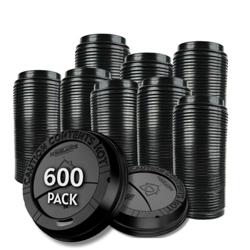 Homelance Pack Of 600, Black Disposable Coffee Cup Lids, Coffee Cup Lids 10 oz 12 oz 16 oz 20 oz, Leak-Proof Plastic Coffee Lids, Heat-Resistant & Strong Hot Cup Lids For Coffee Cups For Everyday Convenience - Image 1