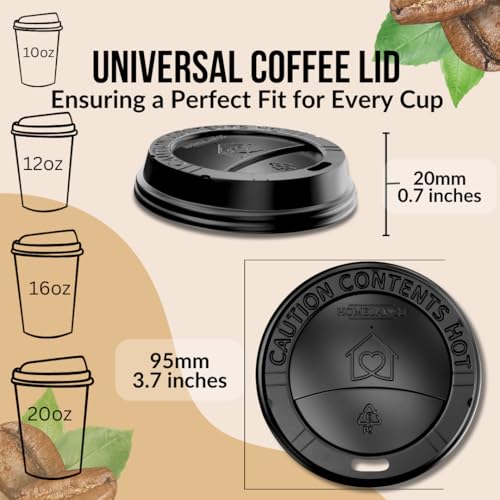 Homelance Pack Of 600, Black Disposable Coffee Cup Lids, Coffee Cup Lids 10 oz 12 oz 16 oz 20 oz, Leak-Proof Plastic Coffee Lids, Heat-Resistant & Strong Hot Cup Lids For Coffee Cups For Everyday Convenience - Image 2