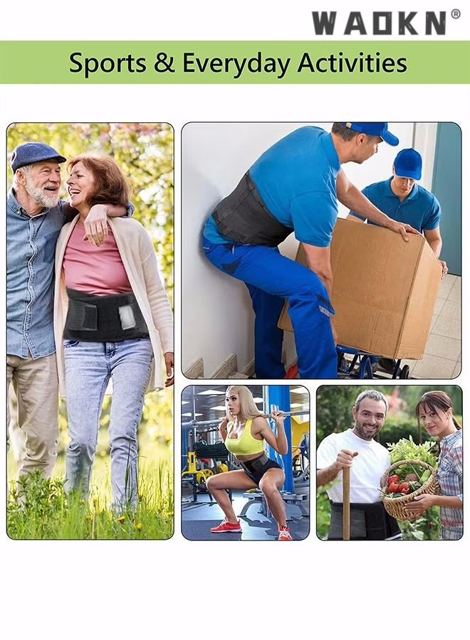 WAOKN Sports Back Brace for Men and Women - Breathable Waist Lumbar Lower Back Support Belt for Sciatica, Herniated Disc, Scoliosis Back Pain Relief, Heavy lifting, with Dual Adjustable Straps (L)  - Image 5