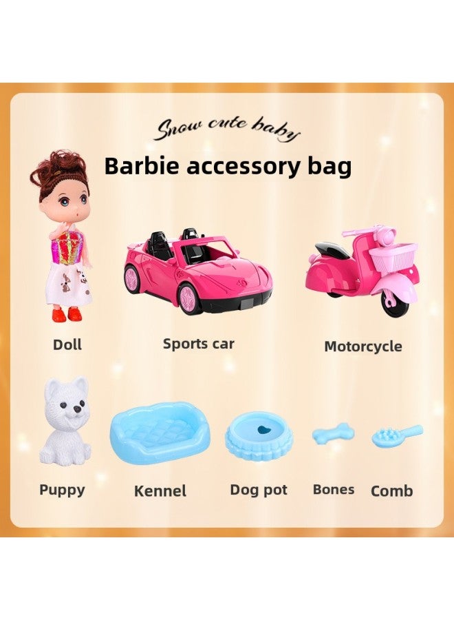 Doll Toy Girl Lisa Elsa Elsa Princess Gift Box Dress-up Simulation Suit High-end Cake Gift-Color:Car + Doll Accessory Bag [vc-02-opp]  - Image 1