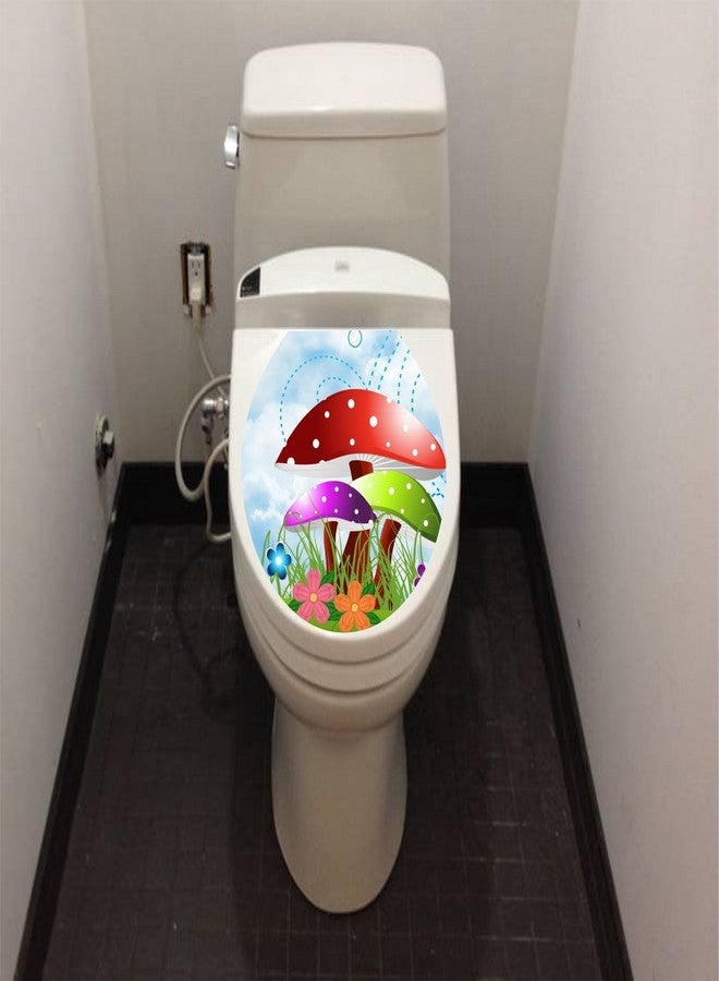 Asmi Collections Toilet Seat Wall Stickers Flowers and Mushrooms - Image 2