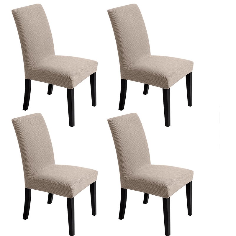 Artrello Chair Covers for Dining Room Stretch Chair Slipcovers for Decorative Seat Protector Armless Removable Washable Elastic Dinner Universal Spandex Solid Chair Slip Covers Set Light Khaki4