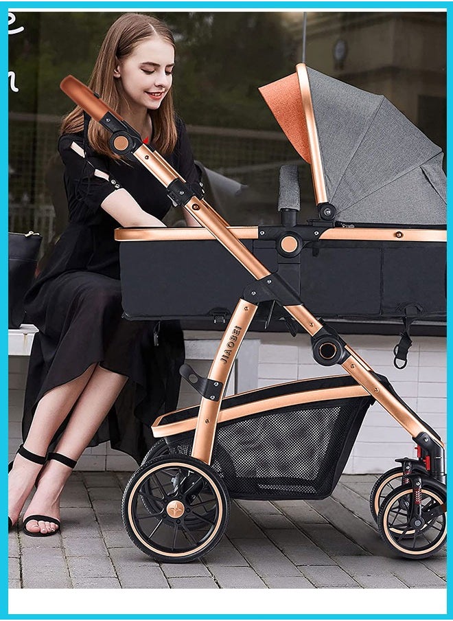 2 in 1 Convertible Baby Stroller, Folding High Landscape Infant Carriage, Newborn Reversible Bassinet Pram, Adjustable Canopy, Diaper Bag, Anti-Sh - pzsku/ZA89A731383B53DA78C80Z/45/_/1715830335/d37e1a63-4573-40be-871d-eb62c1a98e48