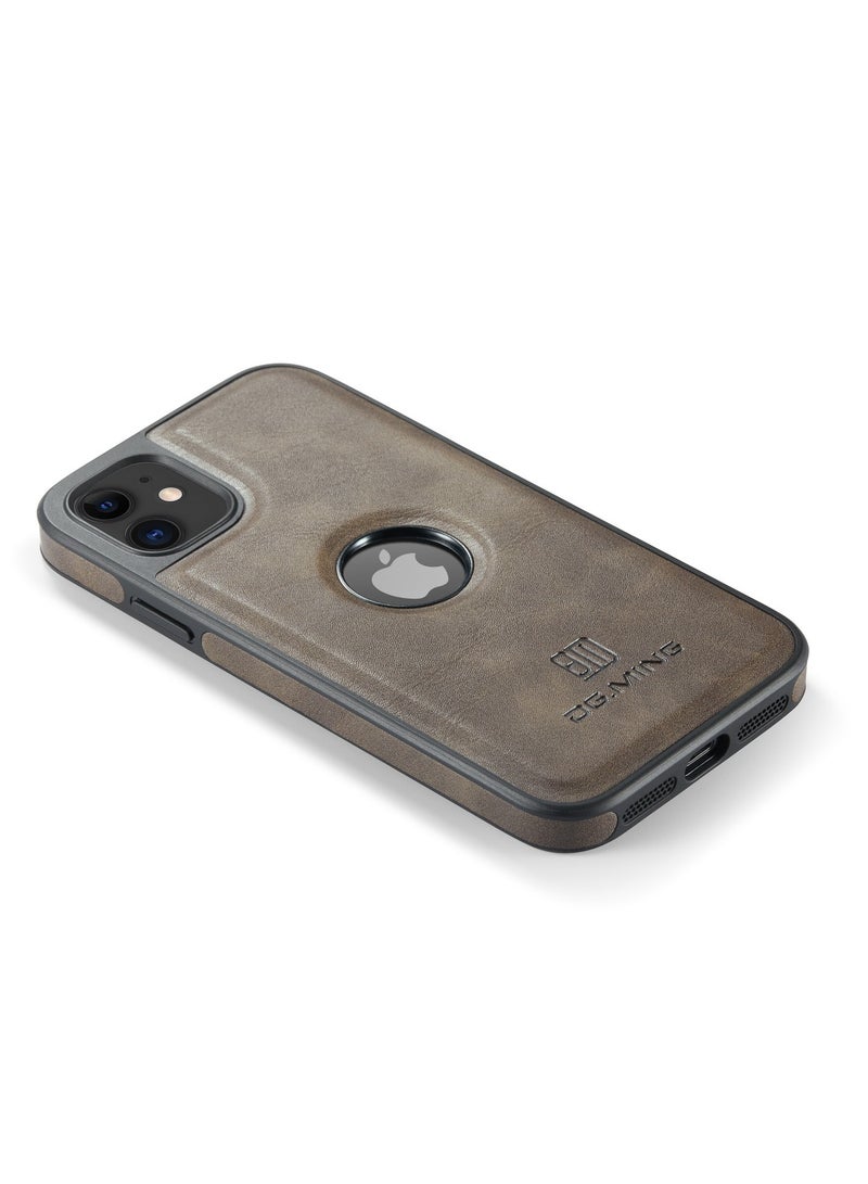 DGMING Case Cover Premium Leather Back with Logo CutOut Shockproof Compatible with  Iphone 11 (Coffe)  - Image 2