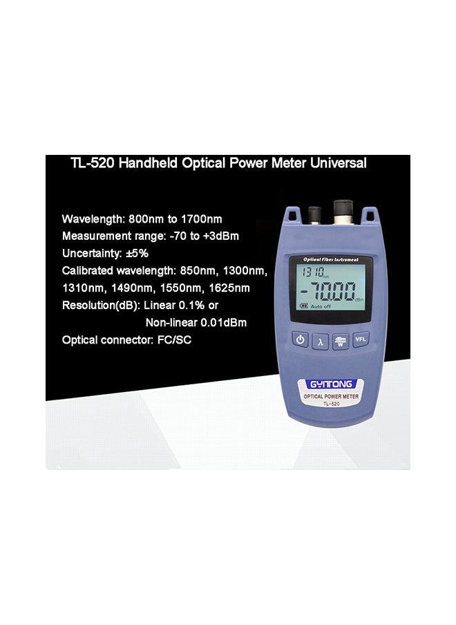 Generic TL-520 Handheld Optical Power Meter Fiber Light Decay Tester Blue 21x5x10centimeter  - Image 2