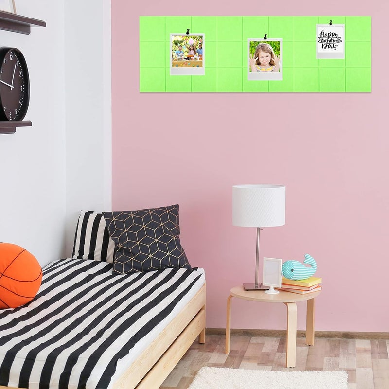 comfrt Cork Bulletin Board Felt Board Felt Board Tiles for Walls Bulletin Board Self Adhesive Pin Board Memo Notice Boards for Home Office Kitchen Photos Memos Green Cork Tiles Bulletin Boards - Image 4