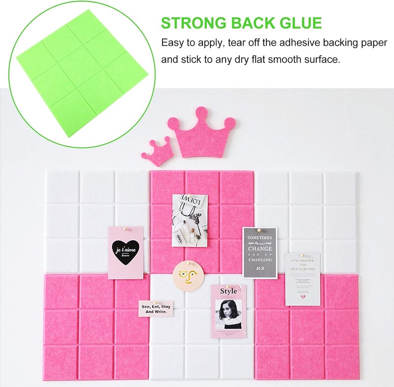comfrt Cork Bulletin Board Felt Board Felt Board Tiles for Walls Bulletin Board Self Adhesive Pin Board Memo Notice Boards for Home Office Kitchen Photos Memos Green Cork Tiles Bulletin Boards - Image 2
