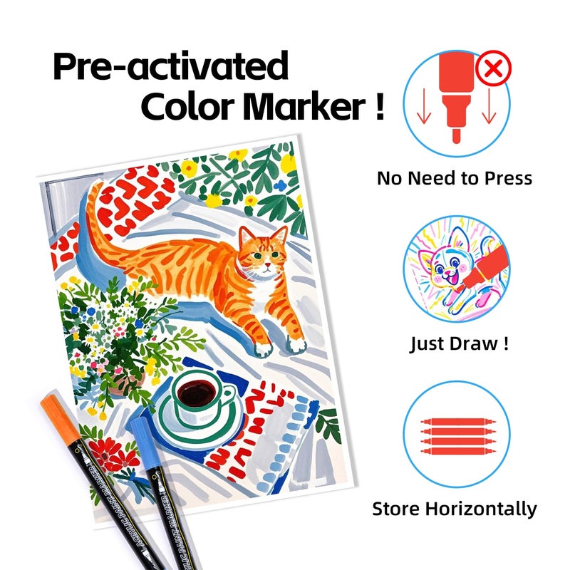 WINSONS 120 Colors Acrylic Paint Markers, Dual Tip with Fine Tip and Brush Tip Pens for Rock Painting Supplies, Canvas, Wood, Calligraphy, Metal, Ceramic, Glass, DIY Crafts Art Supplies Kit - Image 3