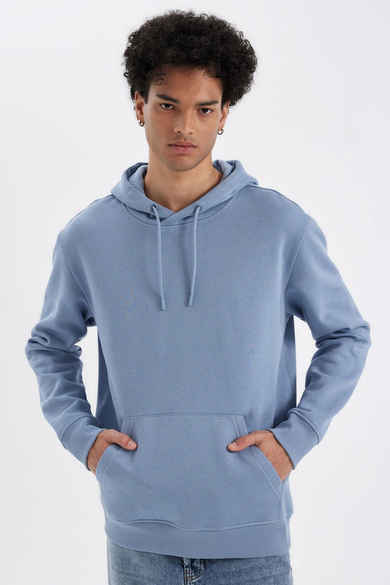 DeFacto Man Regular Fit Hooded Soft Furry Basic Sweatshirt - Image 1