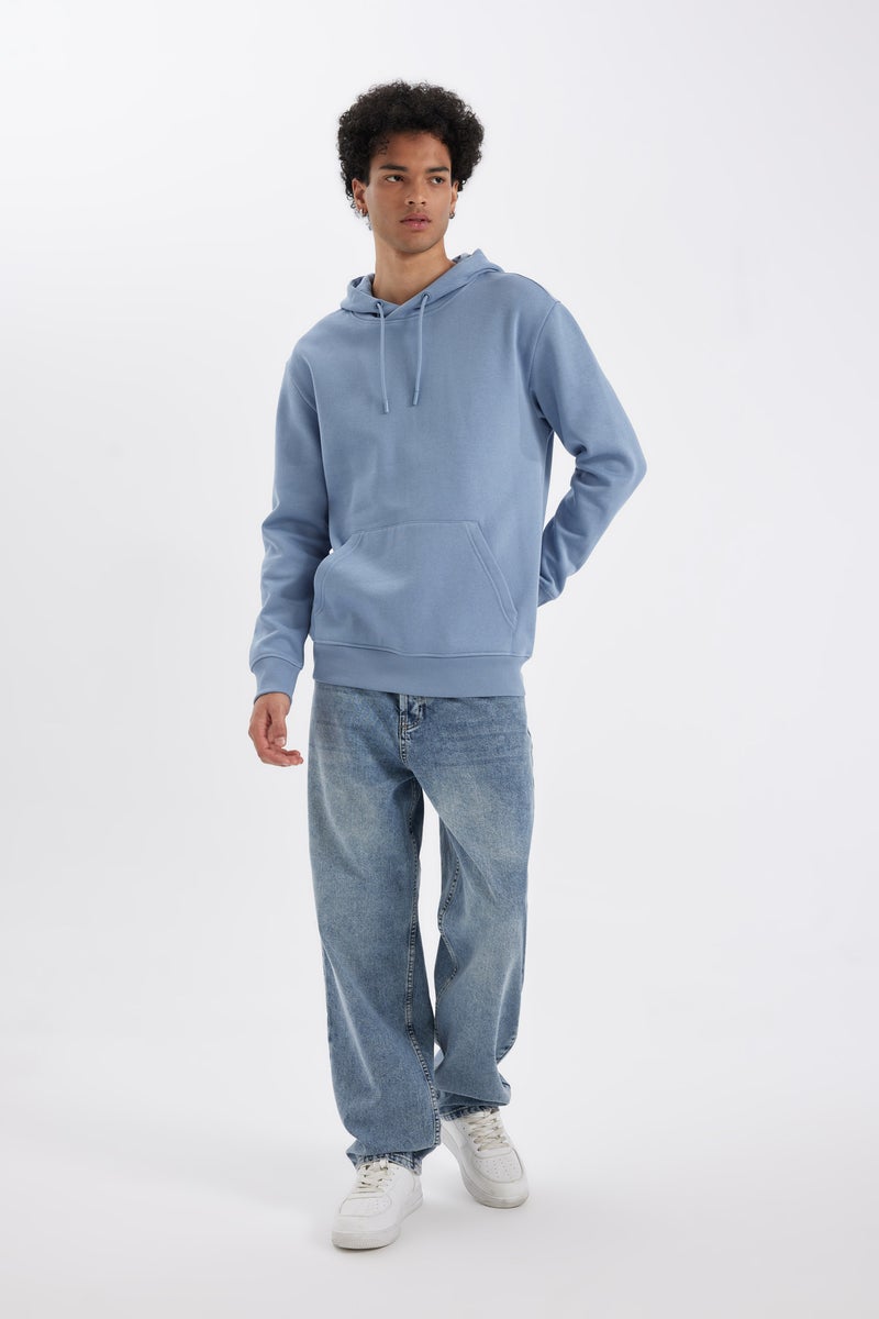 DeFacto Man Regular Fit Hooded Soft Furry Basic Sweatshirt - Image 4