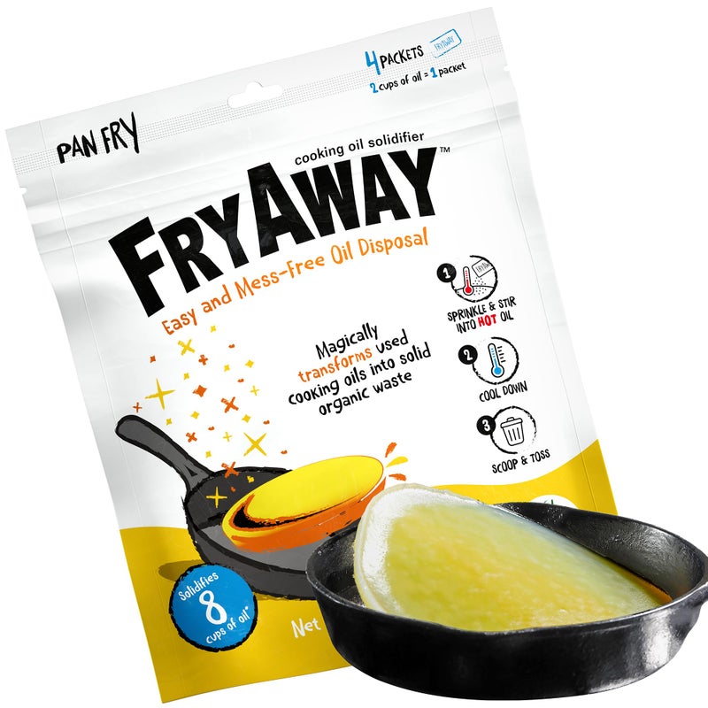 FryAway Cooking Oil Solidifier VegetableCanola Oil Hardener for Easy Disposal Natural Oils Solidifies Grease Solidifying Powder Waste Solution As Seen on Shark Tank Pan Fry Up to 8 Cups