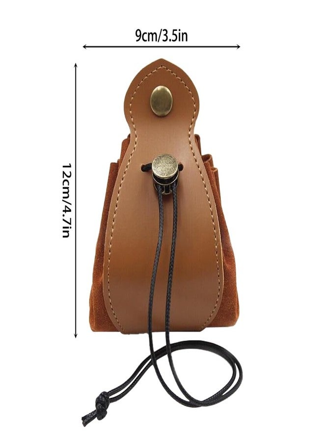 DONGKER Leather Dice Bag,Drawstring Vintage Coin Pouch for Currency Dice Jewelry Small Accessories - Image 4
