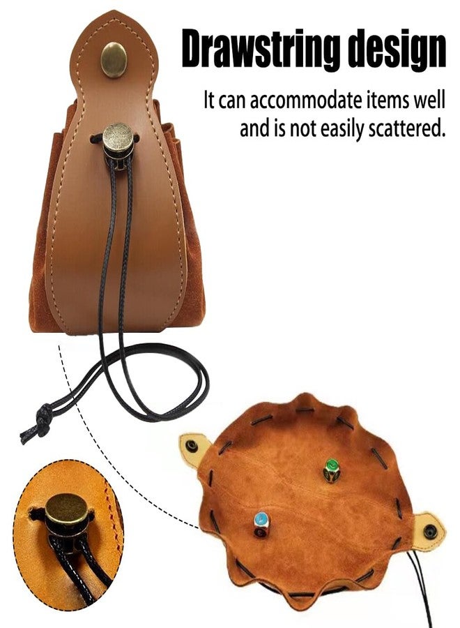 DONGKER Leather Dice Bag,Drawstring Vintage Coin Pouch for Currency Dice Jewelry Small Accessories - Image 2