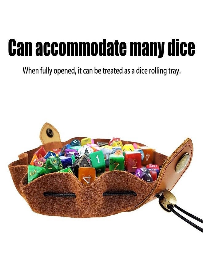 DONGKER Leather Dice Bag,Drawstring Vintage Coin Pouch for Currency Dice Jewelry Small Accessories - Image 3
