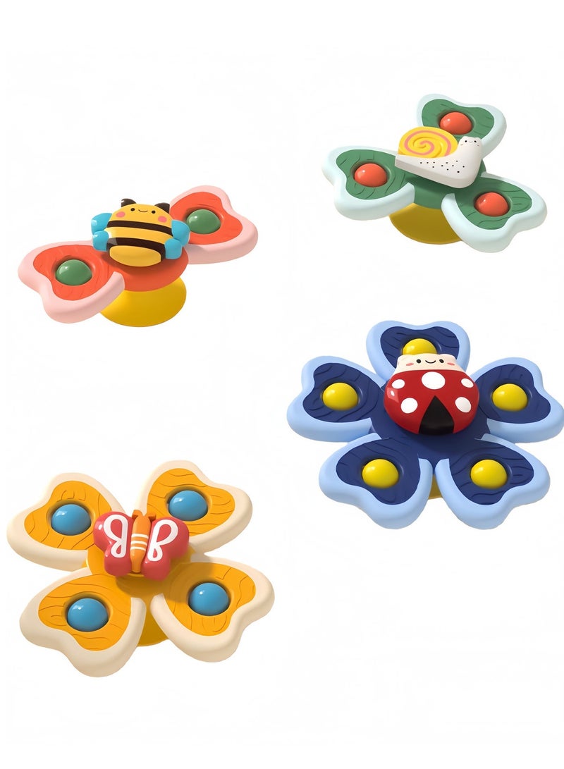 4PCS Suction Cup Spinner Toys for Your Lovable Kids,4 Pieces of Spinning Toys with Suction Base, Innovative Sensory Toys, Fidget Spinner Bath Toys for Toddlers, Birthday Gifts for Kids - Image 1