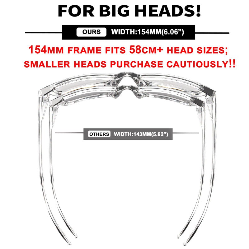 MAXJULI Blue Light Glasses XXL Size Double Extra Large Z87 for Big Wide Heads Men 8228 (Clear) - Image 2