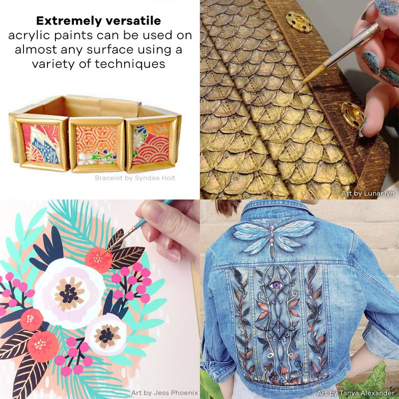 Jacquard Lumiere 2.25oz Fabric Paint Bright Gold - Metallic Paint for Fabric, Leather, Canvas, Paper and Wood - Light-bodied Metallic Acrylic Paint - Lightfast & Vibrant Metallic Acrylic Paints - Image 5