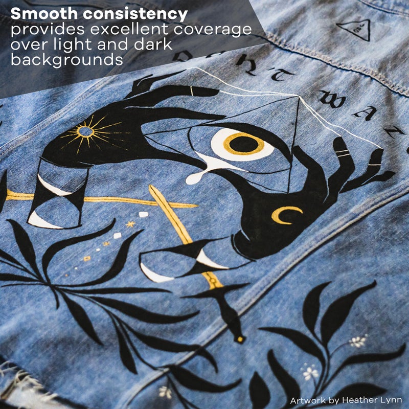 Jacquard Lumiere 2.25oz Fabric Paint Bright Gold - Metallic Paint for Fabric, Leather, Canvas, Paper and Wood - Light-bodied Metallic Acrylic Paint - Lightfast & Vibrant Metallic Acrylic Paints - Image 4