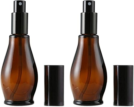 UPSTORE 2Pcs 100ml Amber Glass Spray Bottle Empty Refillable Cosmetic Vials Sample Packing Containers with Fine Mist Sprayer Atomizer and Black Cap for Essential Oils Perfumes Makeup Water - Image 1