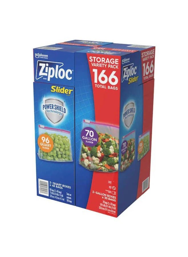Ziploc Slider Storage Bags 166 Count Variety Pack: Quart (96 ct.), Gallon (70 ct.)