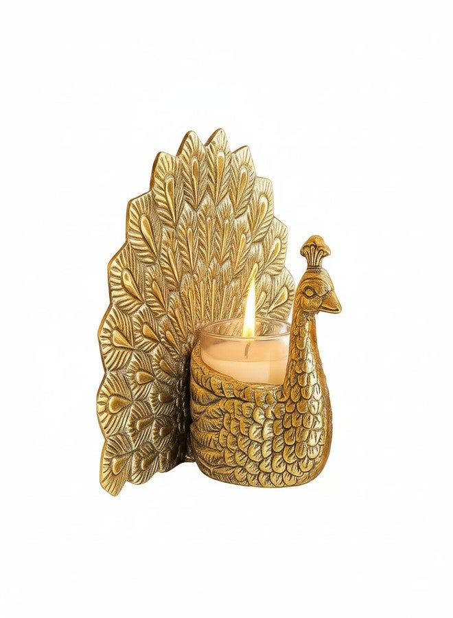 SUNMORY Metal Dancing Peacock Figurine for Good Luck & Love,Candle Holder for Home Dcor Tabletop Living,Showpiece for Valentine's Day (Peacock Candle Holder for Home, Pack of 1) - Image 2