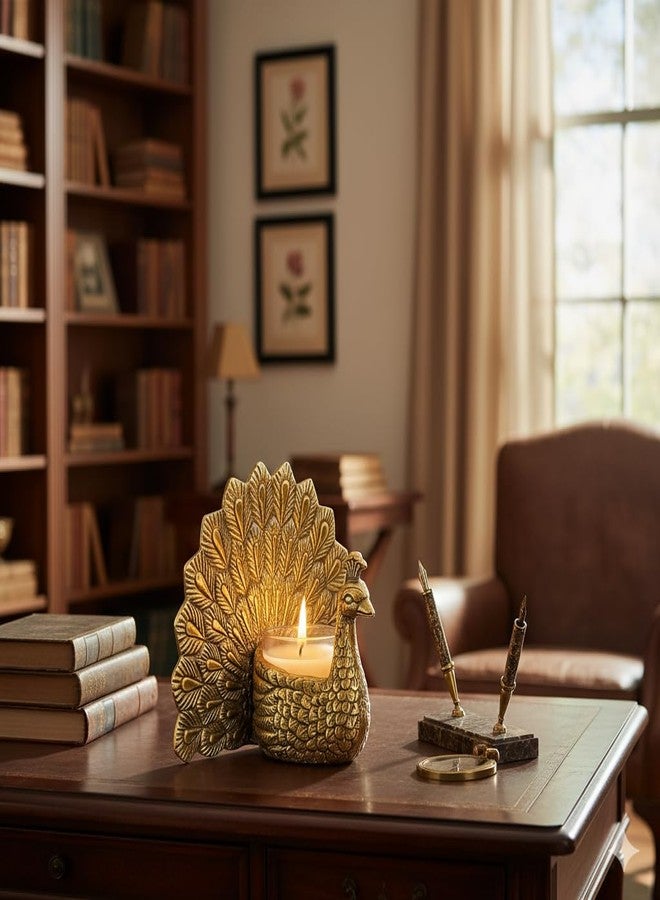 SUNMORY Metal Dancing Peacock Figurine for Good Luck & Love,Candle Holder for Home Dcor Tabletop Living,Showpiece for Valentine's Day (Peacock Candle Holder for Home, Pack of 1) - Image 4