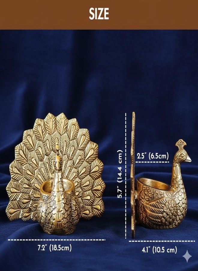 SUNMORY Metal Dancing Peacock Figurine for Good Luck & Love,Candle Holder for Home Dcor Tabletop Living,Showpiece for Valentine's Day (Peacock Candle Holder for Home, Pack of 1) - Image 3