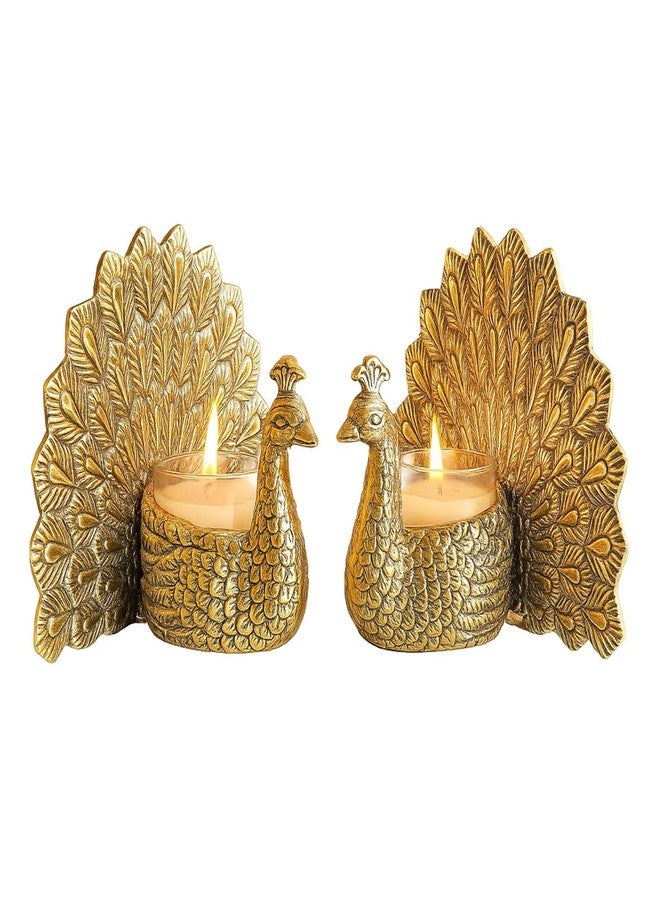 SUNMORY Metal Dancing Peacock Figurine for Good Luck & Love,Candle Holder for Home Dcor Tabletop Living,Showpiece for Valentine's Day (Peacock Candle Holder for Home, Pack of 1) - Image 1
