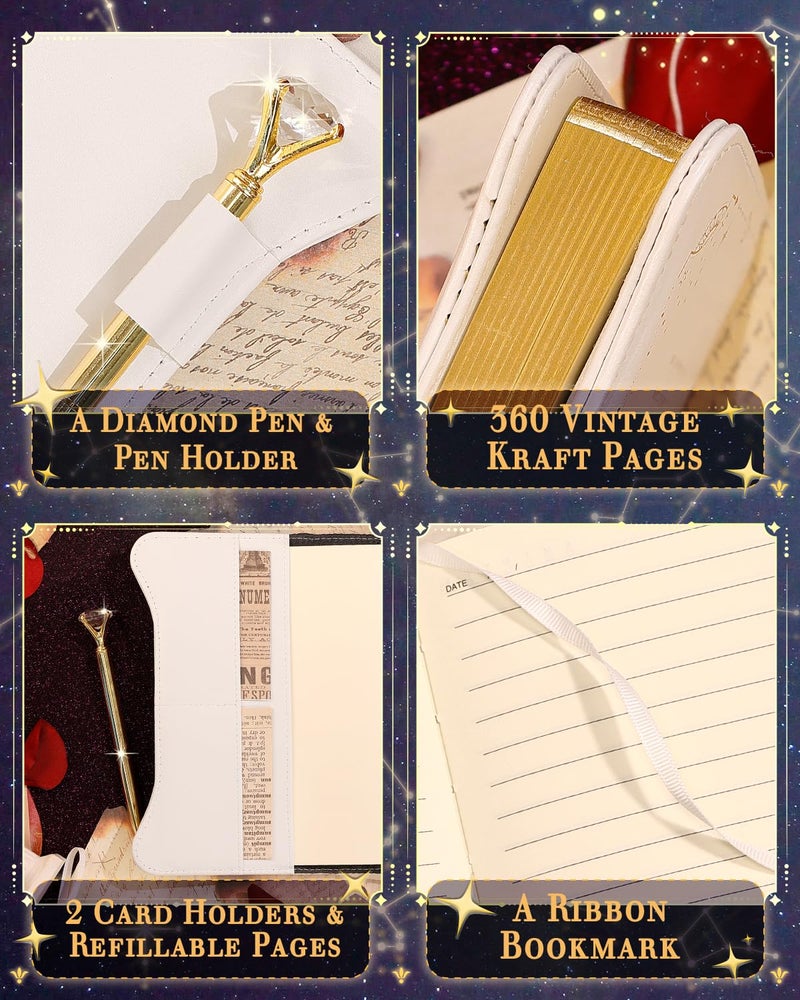 hi!SCI Diary with Lock and Keys for Girls and Women, Locking Diary for Gift Ideas with Gift Box and Pen and Bookmark, Journal for Women with 360 Kraft Pages, B6 Refillable Notebook with Lock for Writing (White) - Image 5