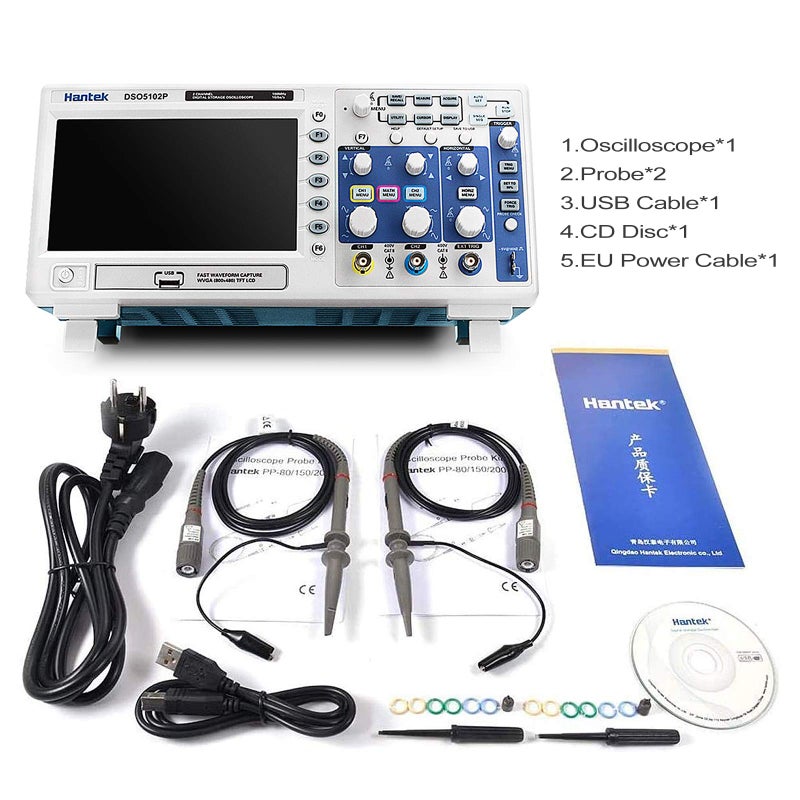 Hantek Hantek DSO5102P USB Storage Oscilloscope Oszilloskope 2 Channels 100MHz 1GSa/s  - Image 3