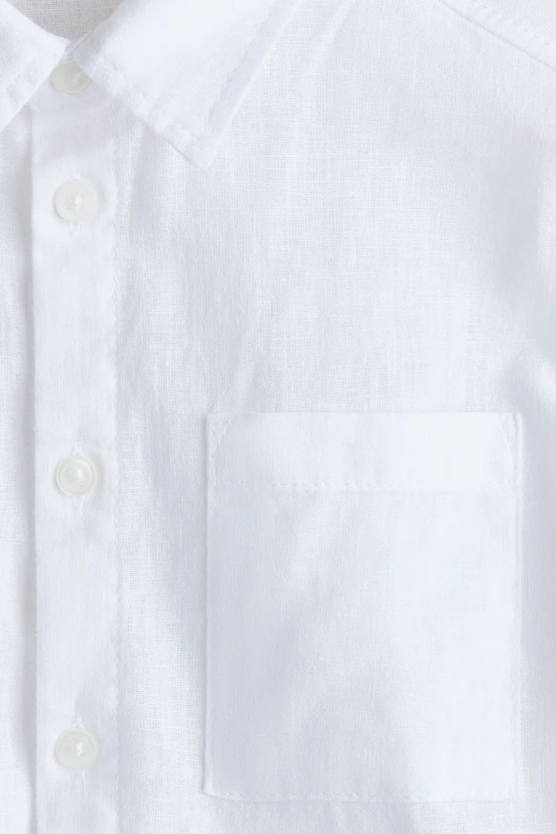 H&M Short-sleeved linen-blend shirt