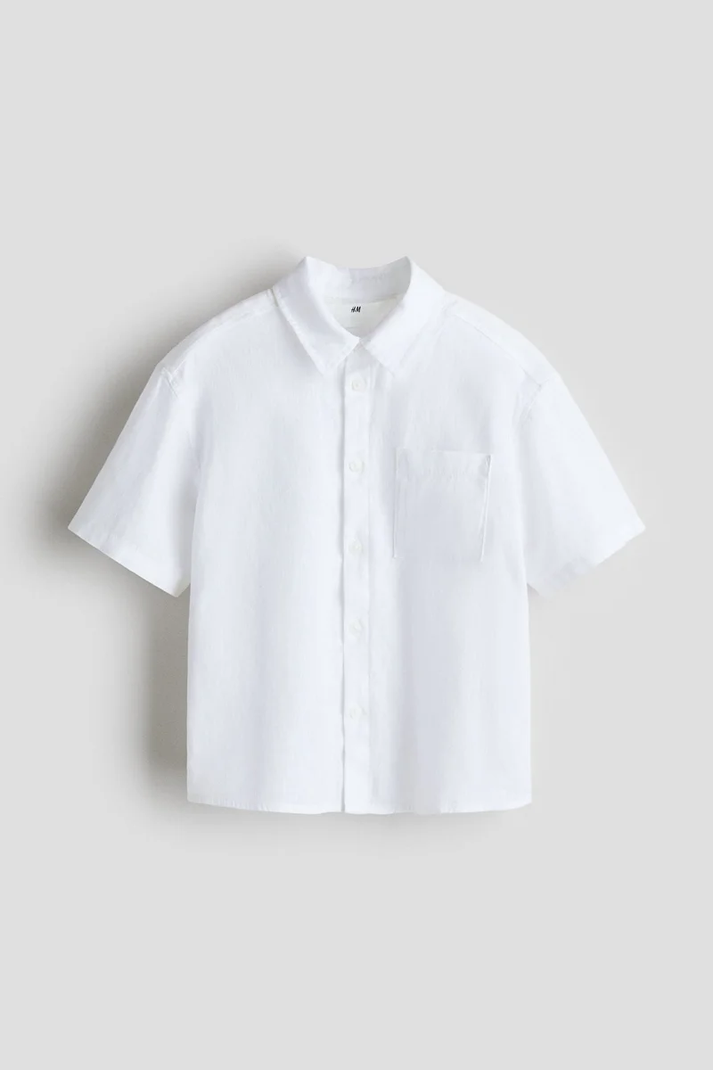 H&M Short-sleeved linen-blend shirt