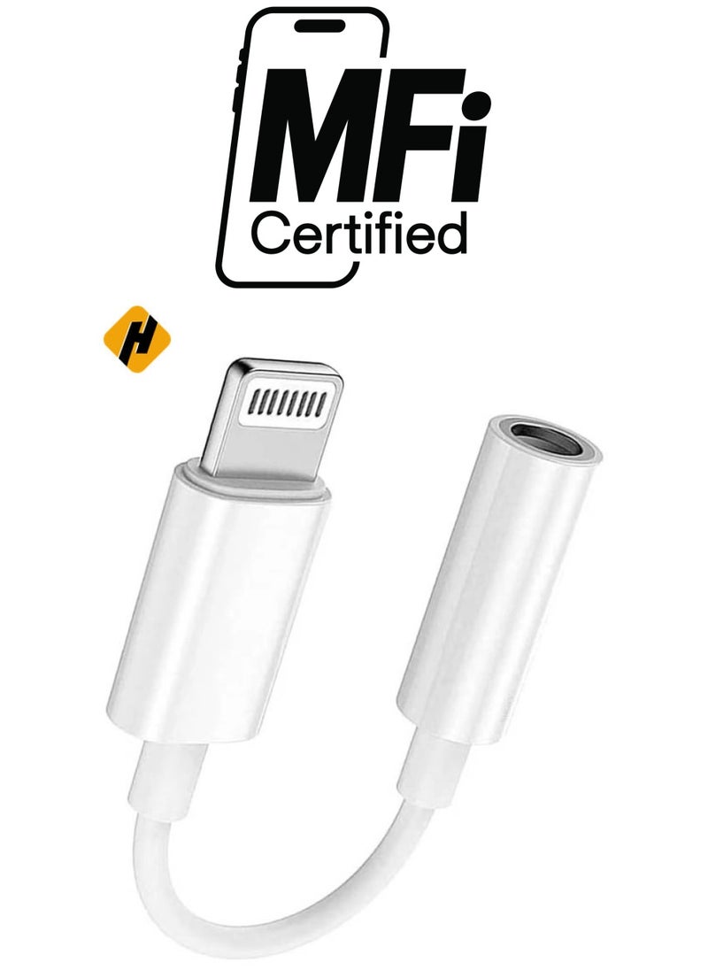 HuHa Lightning to 3.5mm AUX Jack Adapter Cable for iPhone – White, Headphone Converter  - Image 1