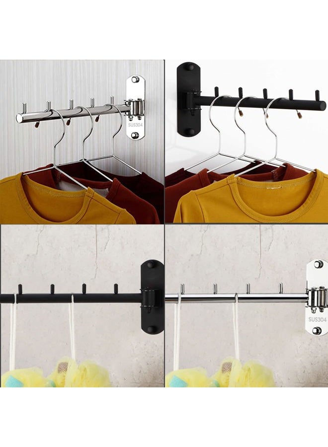 Zivisk Folding Wall Mounted Clothes Hanger Rack with Swing Arm Stainless Steel Heavy Duty Coat Hook for Bathroom, Bedroom, Laundry Room - Black - Image 5