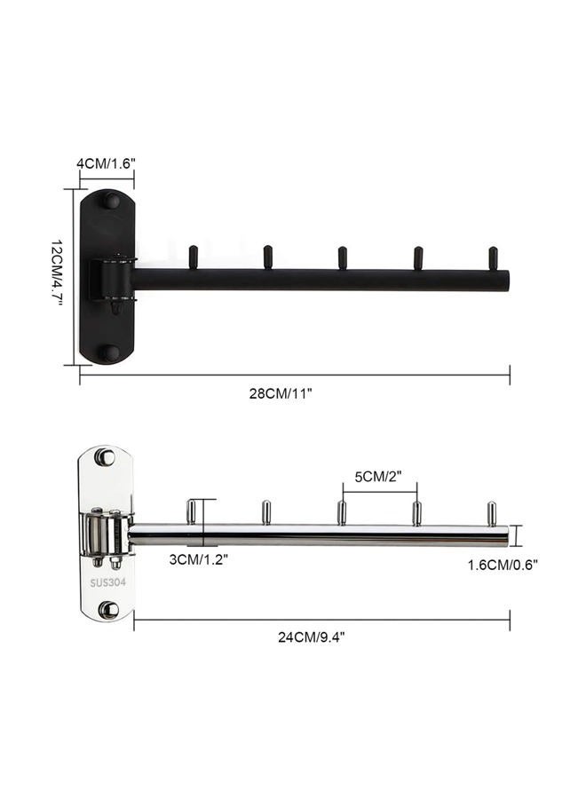 Zivisk Folding Wall Mounted Clothes Hanger Rack with Swing Arm Stainless Steel Heavy Duty Coat Hook for Bathroom, Bedroom, Laundry Room - Black - Image 2
